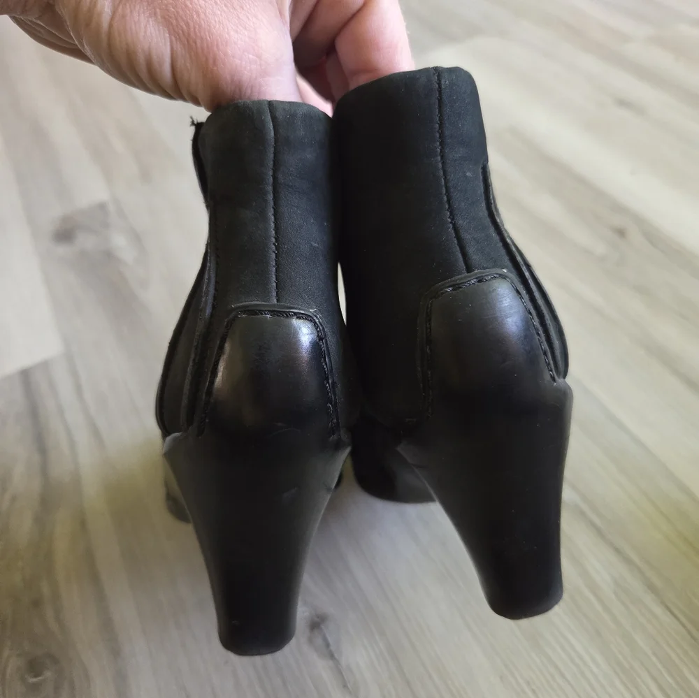 Timberland Baychester Black Leather‎ Suede Ankle Boots Womens 8 Heeled Booties